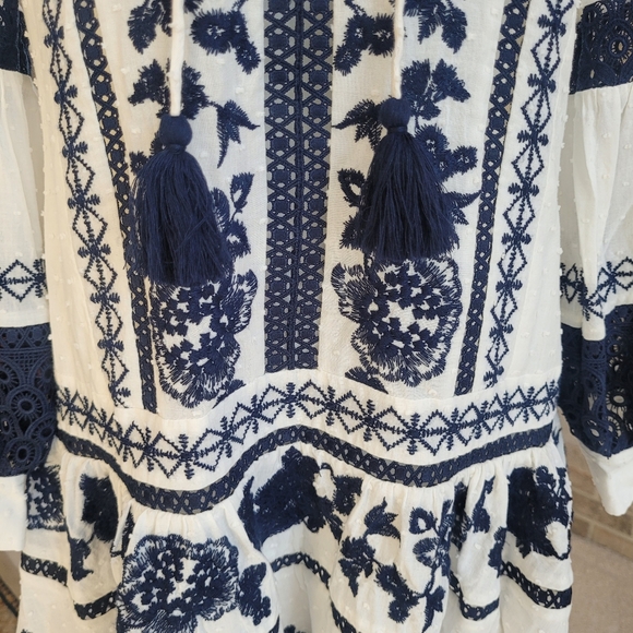 Boho Chic Tory Burch Gabriella 100% Cotton Embroidered Dress Size 0 - Picture 13 of 15